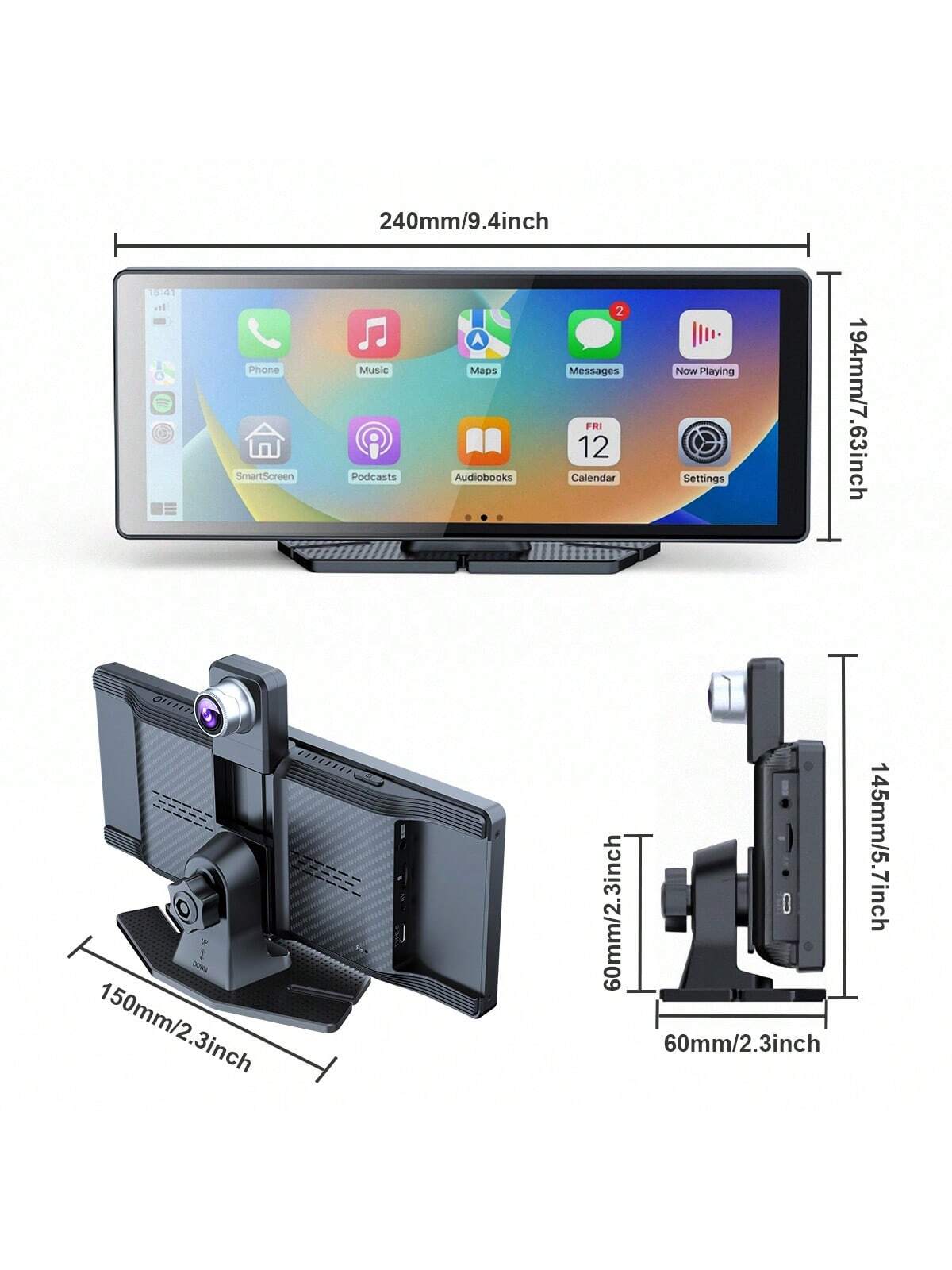 BDQ 10.26 Inch Car Multimedia Video Player Wireless Carplay And Wireless Android Auto Portable Universal Car Monitor Witch Camera
