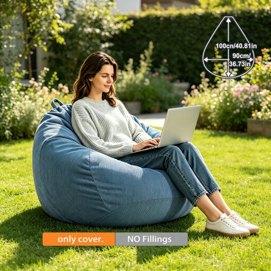 Bean Bag Sofa Cover Only, No Filling Included, Washable Slouchy Sofa Bean Bag Fabric Cover, Bedroom Living Room Game Room Home Decor
