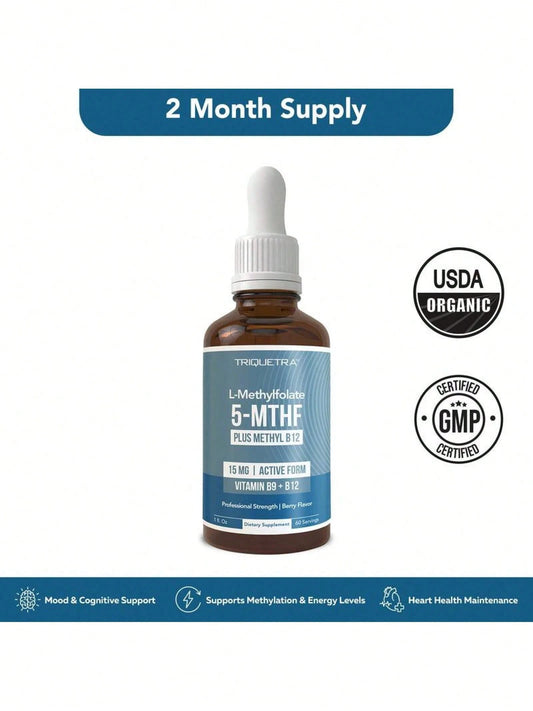 Bestseller!Minimal-L Methyl Folate 15mg + B12 Pro Strength, Liquid 5-MTHF Form, Supports Mood, Methylation, & Cognition Supplement Energy Levels Vitamin Methylcobalamin.Supplement Vitamin,Free Shippin