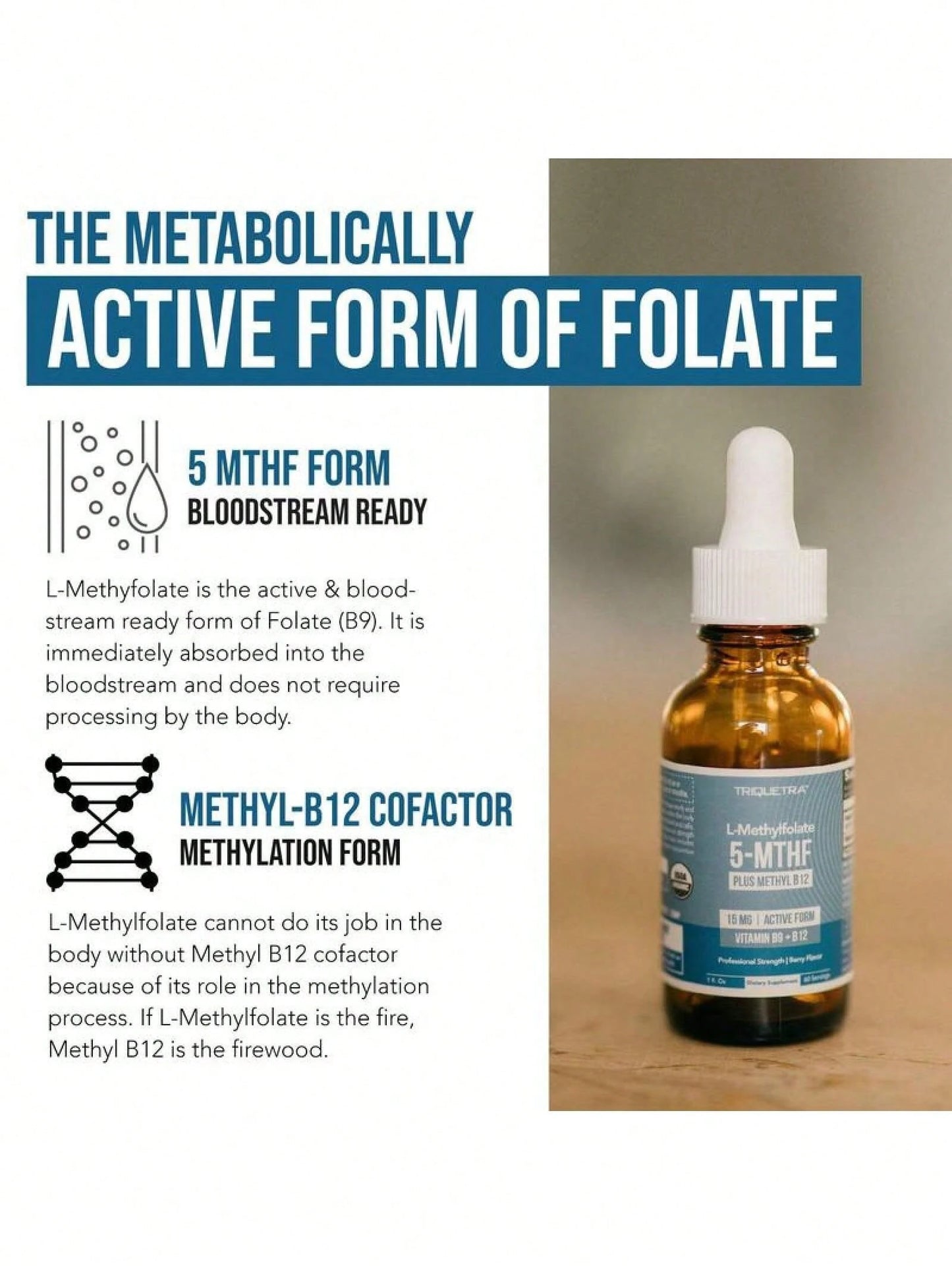 Bestseller!Minimal-L Methyl Folate 15mg + B12 Pro Strength, Liquid 5-MTHF Form, Supports Mood, Methylation, & Cognition Supplement Energy Levels Vitamin Methylcobalamin.Supplement Vitamin,Free Shippin