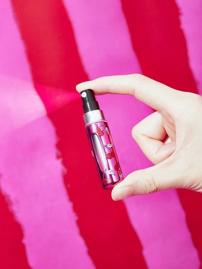 Betty Boop x 5 Ml/0.2 Oz Rose Red Fillable Spray Bottle With Automatic Bottom Filling Pump, Reusable Perfume Bottle, Mini Portable Cosmetic Bottle With Window, Suitable For Travel And Airplane C