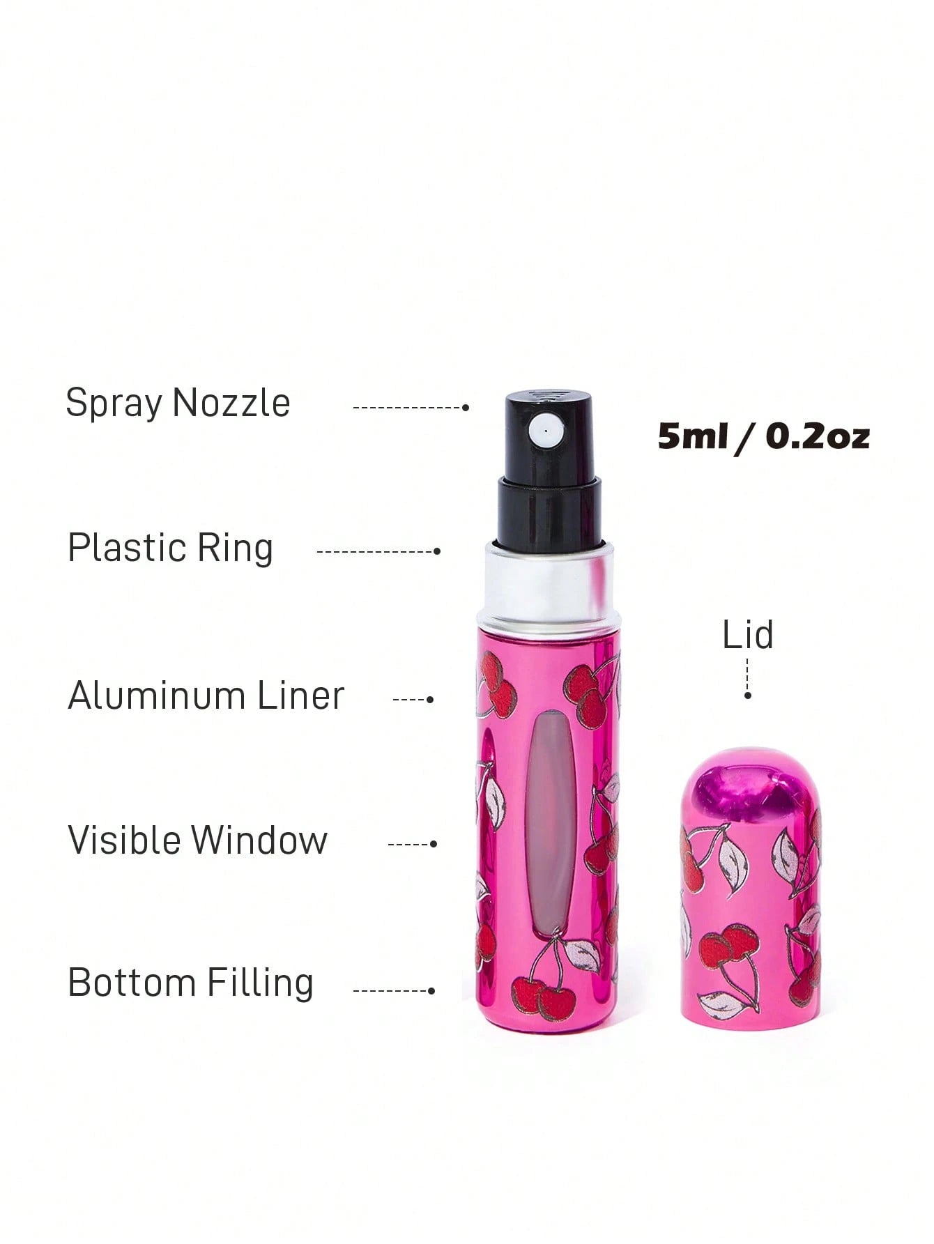 Betty Boop x 5 Ml/0.2 Oz Rose Red Fillable Spray Bottle With Automatic Bottom Filling Pump, Reusable Perfume Bottle, Mini Portable Cosmetic Bottle With Window, Suitable For Travel And Airplane C