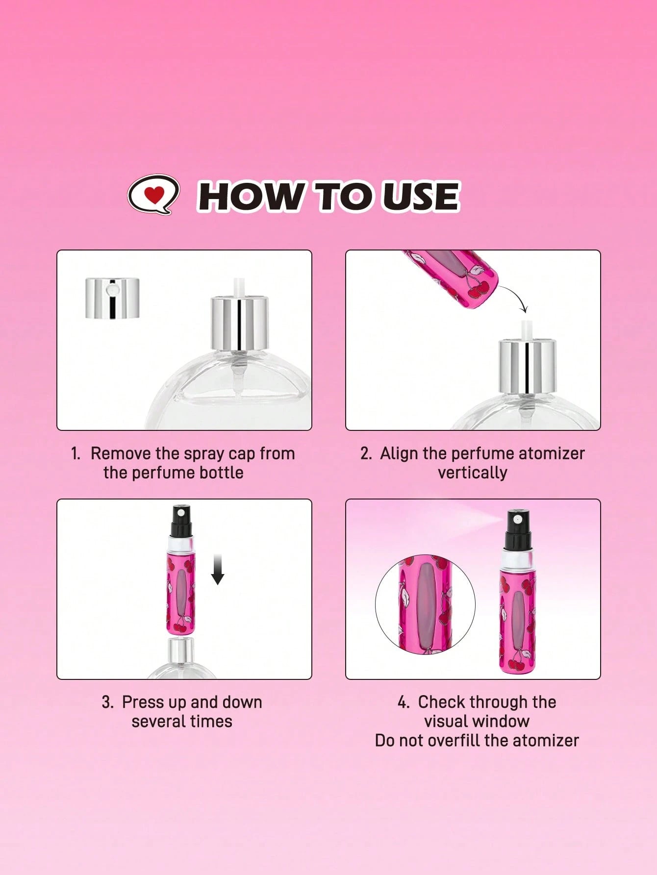 Betty Boop x 5 Ml/0.2 Oz Rose Red Fillable Spray Bottle With Automatic Bottom Filling Pump, Reusable Perfume Bottle, Mini Portable Cosmetic Bottle With Window, Suitable For Travel And Airplane C