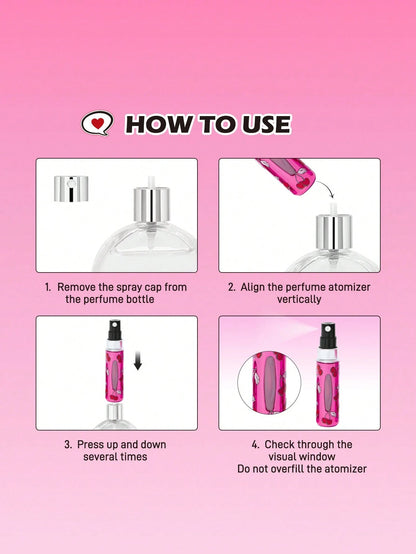 Betty Boop x 5 Ml/0.2 Oz Rose Red Fillable Spray Bottle With Automatic Bottom Filling Pump, Reusable Perfume Bottle, Mini Portable Cosmetic Bottle With Window, Suitable For Travel And Airplane C