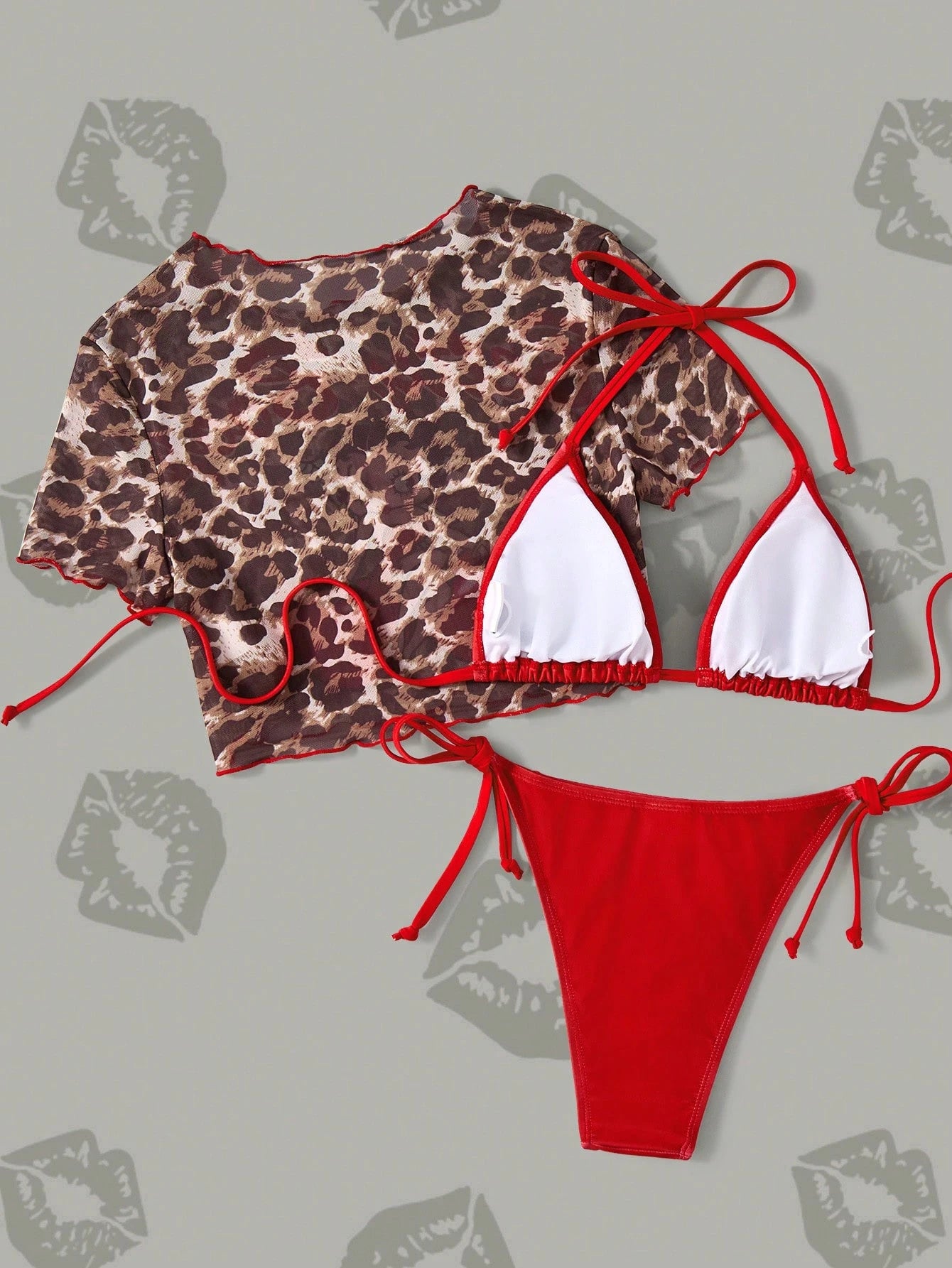 Betty Boop x Women's Summer Vacation Beach Cartoon Pattern Halter Bikini Set And Cover-Up Top