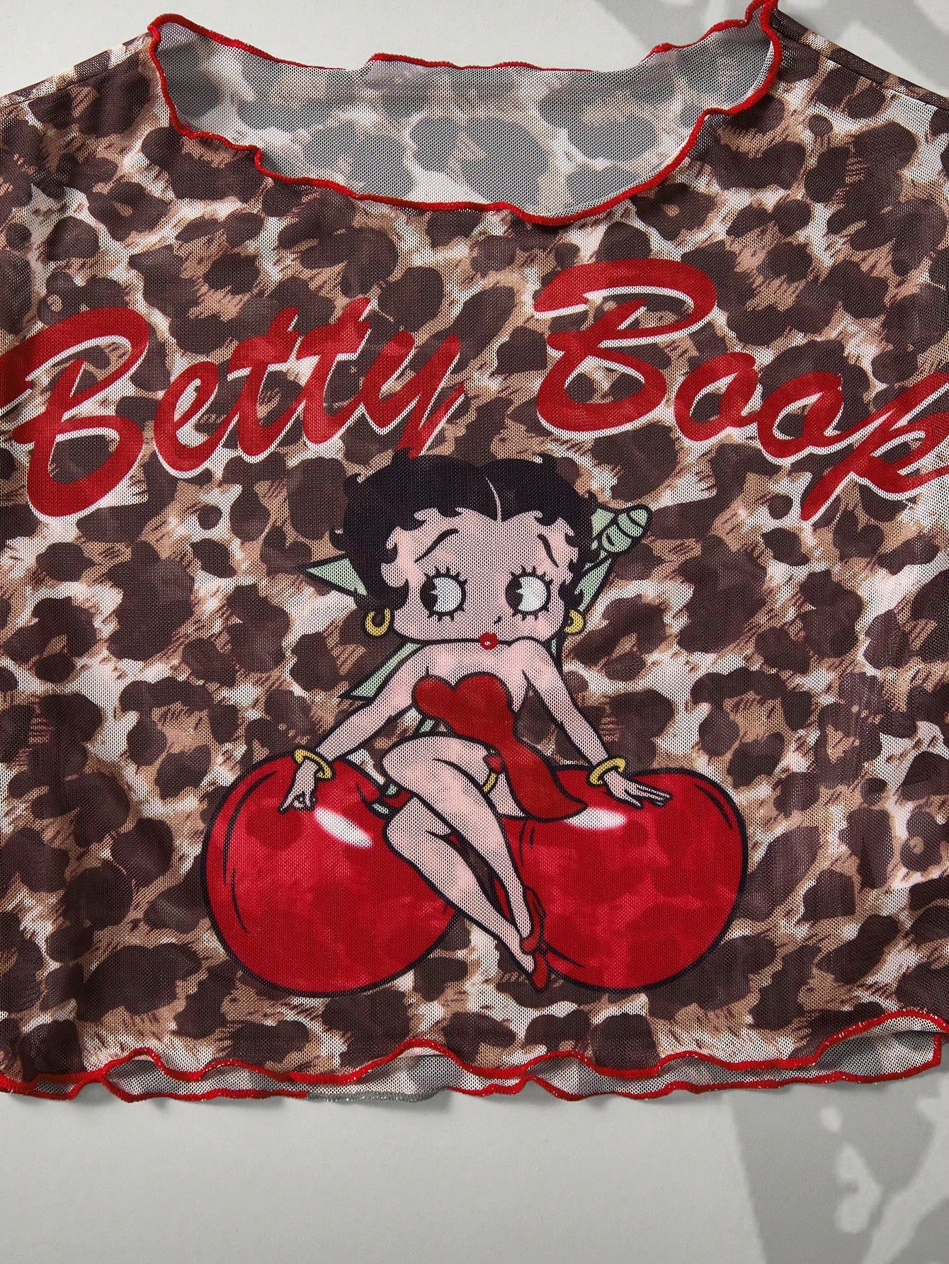 Betty Boop x Women's Summer Vacation Beach Cartoon Pattern Halter Bikini Set And Cover-Up Top