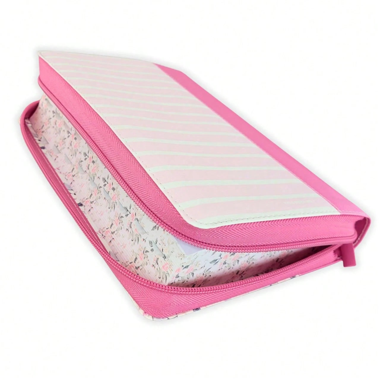 Biblia Con Cierre Para Mujer Portatil Letra Grande 12 Puntos RV1960, Imit Piel Imit Piel Duotono Blanco Y Rosa Floral Con Indice Y Canto Floral