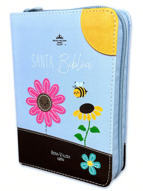 Biblia De Bolsillo Con Cierre RV1960 Imit Cafe/Azul Abejas