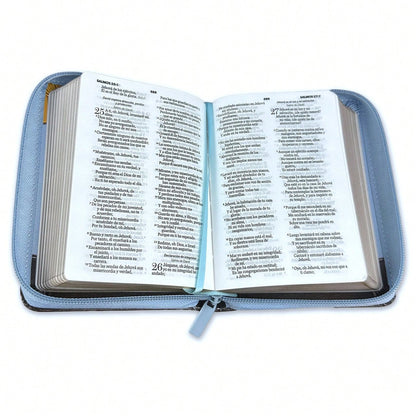 Biblia De Bolsillo Con Cierre RV1960 Imit Cafe/Azul Abejas
