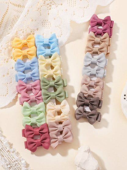 bilicaca 30pcs/Pack Candy Color Fully Covered Bowknot Kids Hair Clips, Bowknot Baby Hair Accessories, Random Color Love Valentine