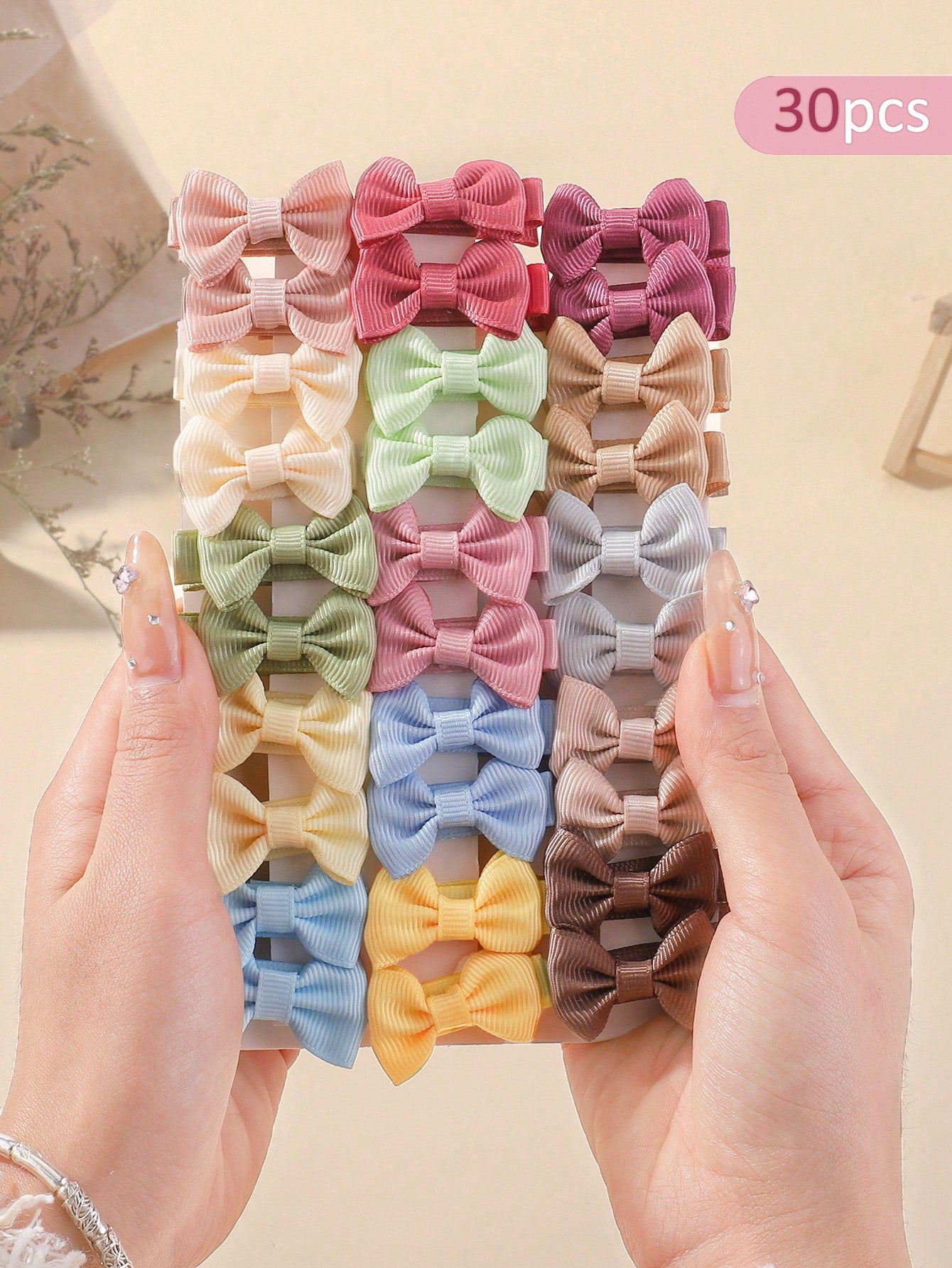 bilicaca 30pcs/Pack Candy Color Fully Covered Bowknot Kids Hair Clips, Bowknot Baby Hair Accessories, Random Color Love Valentine