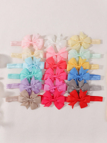 bilicaca 5/12pcs Random Color Bowknot Baby Wide Headband, High Elastic Soft Children Headband, Girls Daily Party Dress Photo Shoot Atmosphere Hair Accessory