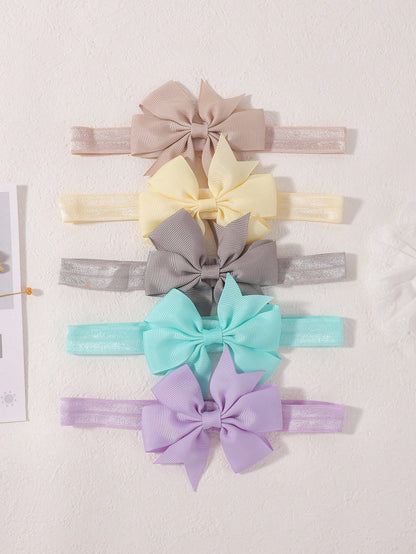 bilicaca 5/12pcs Random Color Bowknot Baby Wide Headband, High Elastic Soft Children Headband, Girls Daily Party Dress Photo Shoot Atmosphere Hair Accessory