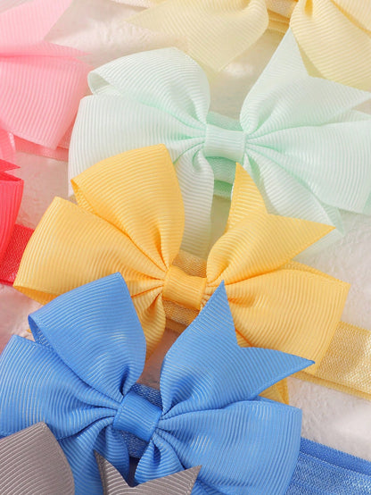 bilicaca 5/12pcs Random Color Bowknot Baby Wide Headband, High Elastic Soft Children Headband, Girls Daily Party Dress Photo Shoot Atmosphere Hair Accessory