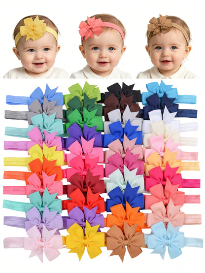 bilicaca 5/12pcs Random Color Bowknot Baby Wide Headband, High Elastic Soft Children Headband, Girls Daily Party Dress Photo Shoot Atmosphere Hair Accessory