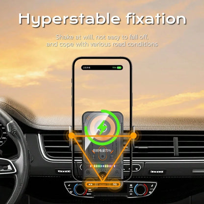 BiLOLLY 15W Car Fast Charging Mount, In-Car Wireless Charger, Touch-Activated Rotation, Automatic Clamping, Ambient Lighting, Built-In Battery, Supports Multi-Angle Adjustment, Anti-Vibration Helical