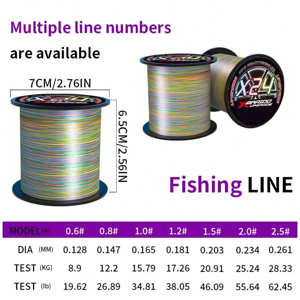 BKUMAN24 Braided PE Fishing Line, Multi-Color, 500m, Multiple Strength Options. Smooth And Abrasion-Resistant, Suitable For Freshwater And Saltwater Hunting And Fishing, Ideal For Anglers And Fishing