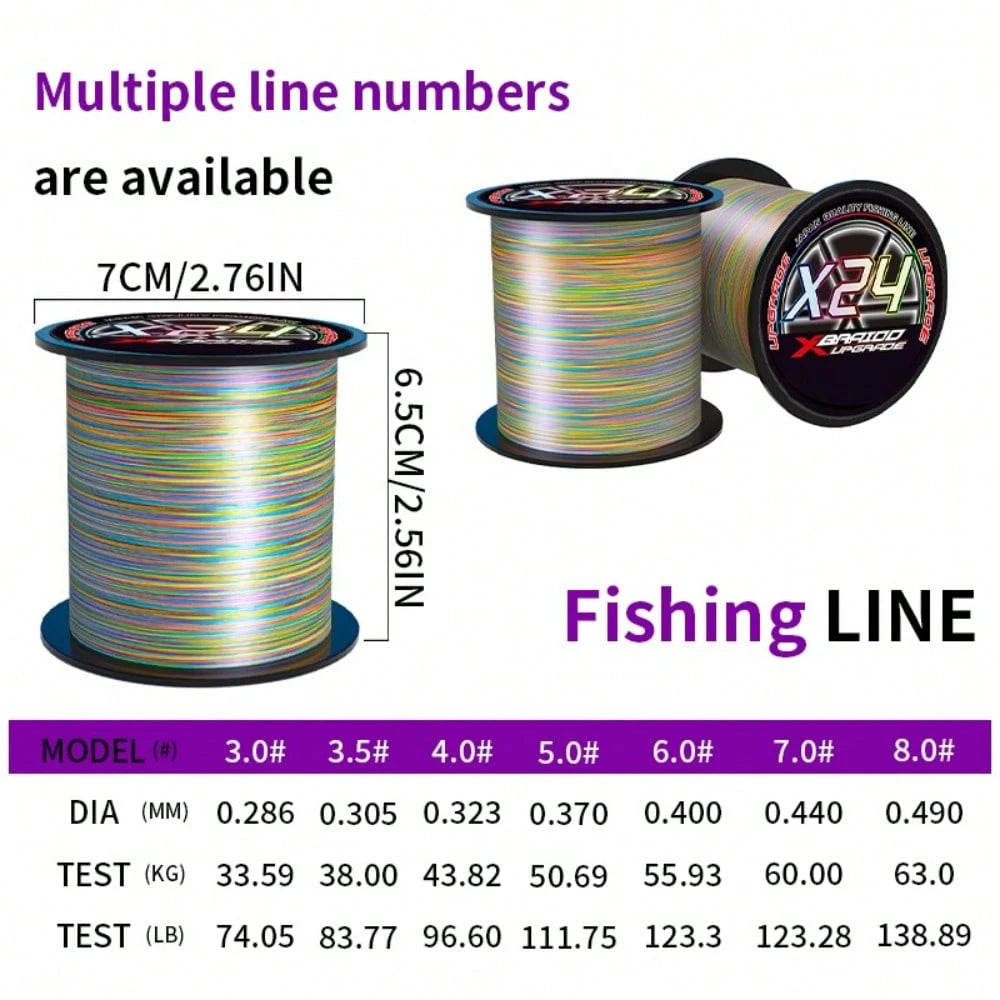 BKUMAN24 Braided PE Fishing Line, Multi-Color, 500m, Multiple Strength Options. Smooth And Abrasion-Resistant, Suitable For Freshwater And Saltwater Hunting And Fishing, Ideal For Anglers And Fishing