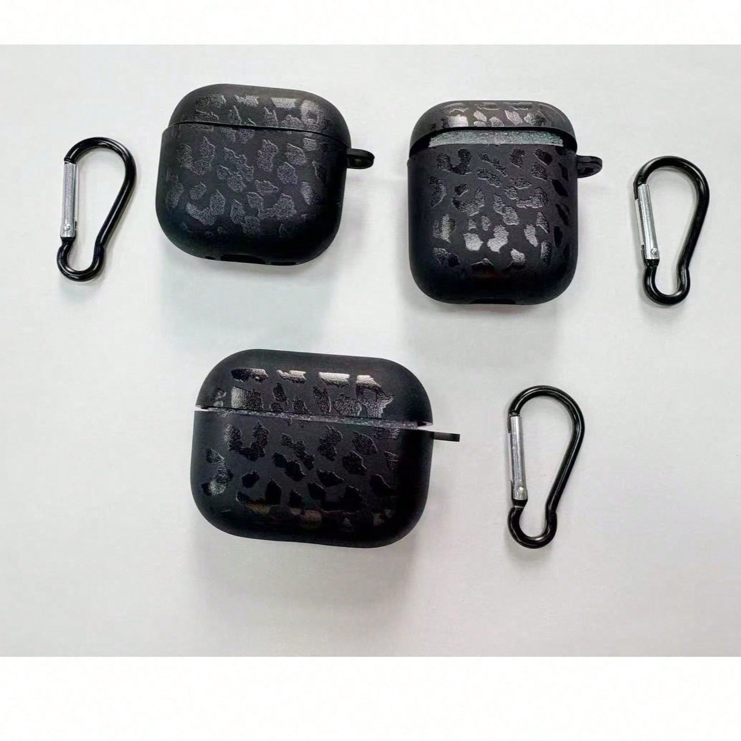 Black Leopard Print Alloy TPU [Separate Design] Brand New Fashionable Black Patterned Protective Case Compatible With Airpods 4th Gen, Pro 3/1/2, Pro 3rd Gen, Pro 2 Soft TPU Wireless Earphone Protecti