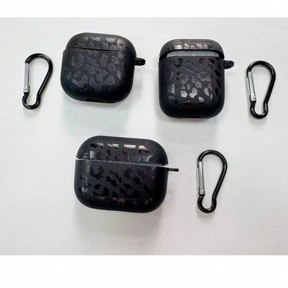 Black Leopard Print Alloy TPU [Separate Design] Brand New Fashionable Black Patterned Protective Case Compatible With Airpods 4th Gen, Pro 3/1/2, Pro 3rd Gen, Pro 2 Soft TPU Wireless Earphone Protecti