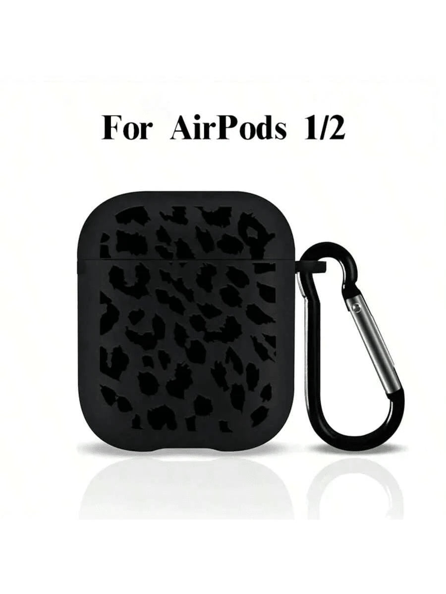 Black Leopard Print Alloy TPU [Separate Design] Brand New Fashionable Black Patterned Protective Case Compatible With Airpods 4th Gen, Pro 3/1/2, Pro 3rd Gen, Pro 2 Soft TPU Wireless Earphone Protecti