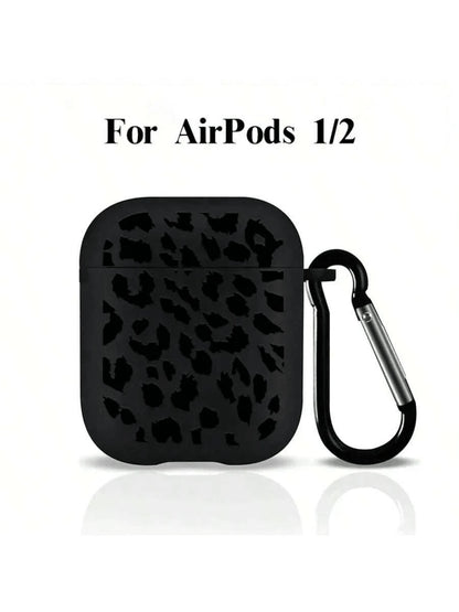 Black Leopard Print Alloy TPU [Separate Design] Brand New Fashionable Black Patterned Protective Case Compatible With Airpods 4th Gen, Pro 3/1/2, Pro 3rd Gen, Pro 2 Soft TPU Wireless Earphone Protecti
