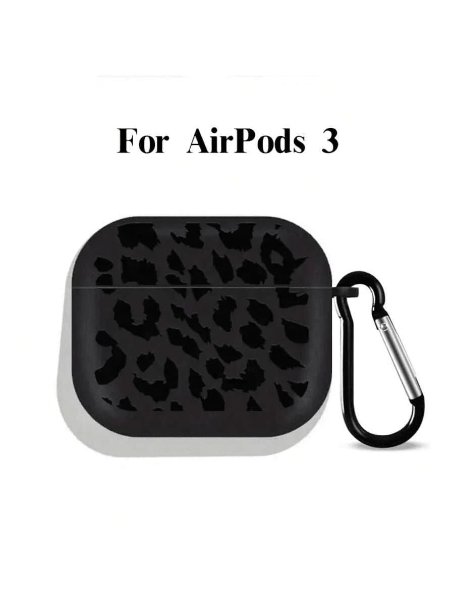 Black Leopard Print Alloy TPU [Separate Design] Brand New Fashionable Black Patterned Protective Case Compatible With Airpods 4th Gen, Pro 3/1/2, Pro 3rd Gen, Pro 2 Soft TPU Wireless Earphone Protecti