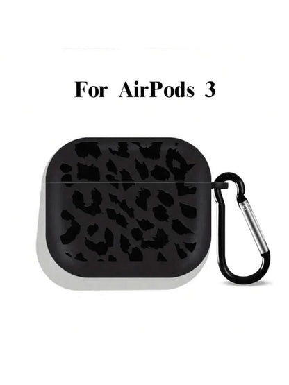 Black Leopard Print Alloy TPU [Separate Design] Brand New Fashionable Black Patterned Protective Case Compatible With Airpods 4th Gen, Pro 3/1/2, Pro 3rd Gen, Pro 2 Soft TPU Wireless Earphone Protecti