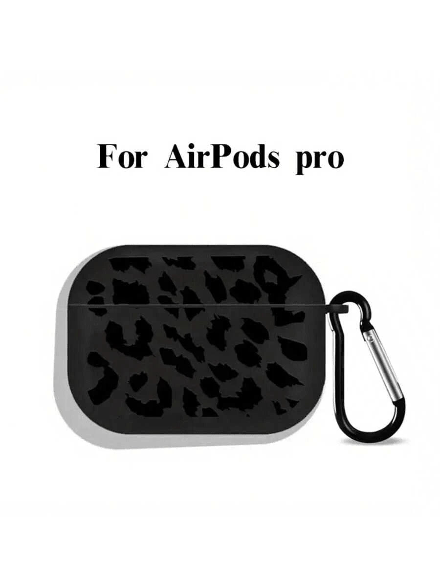 Black Leopard Print Alloy TPU [Separate Design] Brand New Fashionable Black Patterned Protective Case Compatible With Airpods 4th Gen, Pro 3/1/2, Pro 3rd Gen, Pro 2 Soft TPU Wireless Earphone Protecti