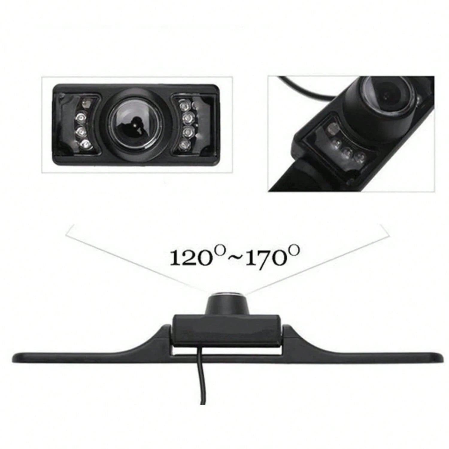 Black Metal License Plate Backup Camera Wide Angle Rear View Camera With Night Vision Reversing Distance Guide Lines Ideal For Car ParkingReversing Towing & All Vehicle Safety Assistancev