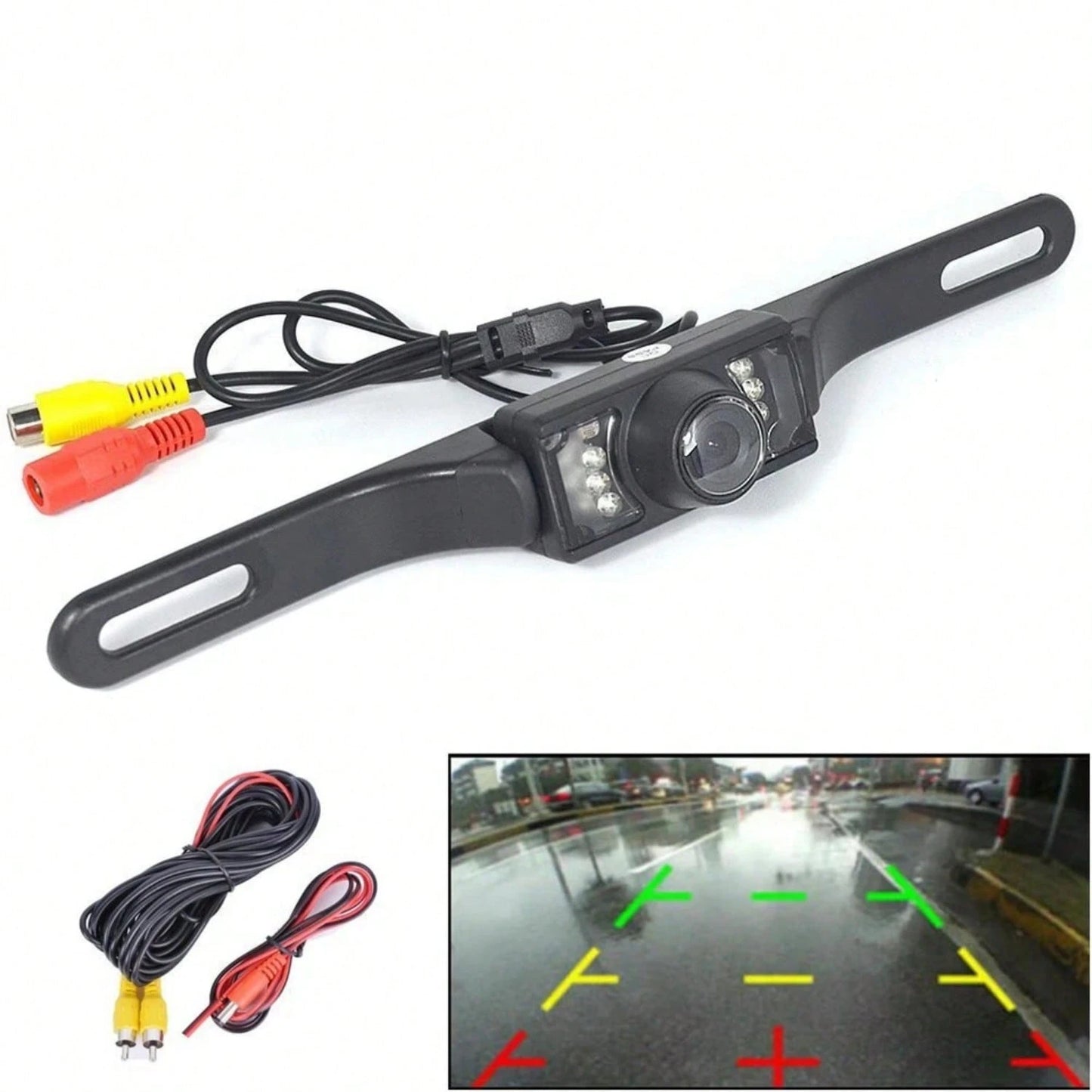 Black Metal License Plate Backup Camera Wide Angle Rear View Camera With Night Vision Reversing Distance Guide Lines Ideal For Car ParkingReversing Towing & All Vehicle Safety Assistancev