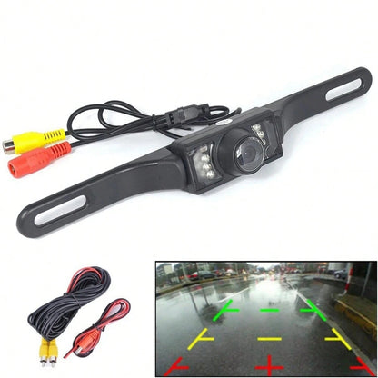 Black Metal License Plate Backup Camera Wide Angle Rear View Camera With Night Vision Reversing Distance Guide Lines Ideal For Car ParkingReversing Towing & All Vehicle Safety Assistancev