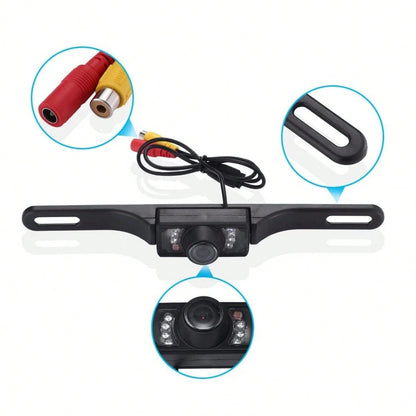 Black Metal License Plate Backup Camera Wide Angle Rear View Camera With Night Vision Reversing Distance Guide Lines Ideal For Car ParkingReversing Towing & All Vehicle Safety Assistancev