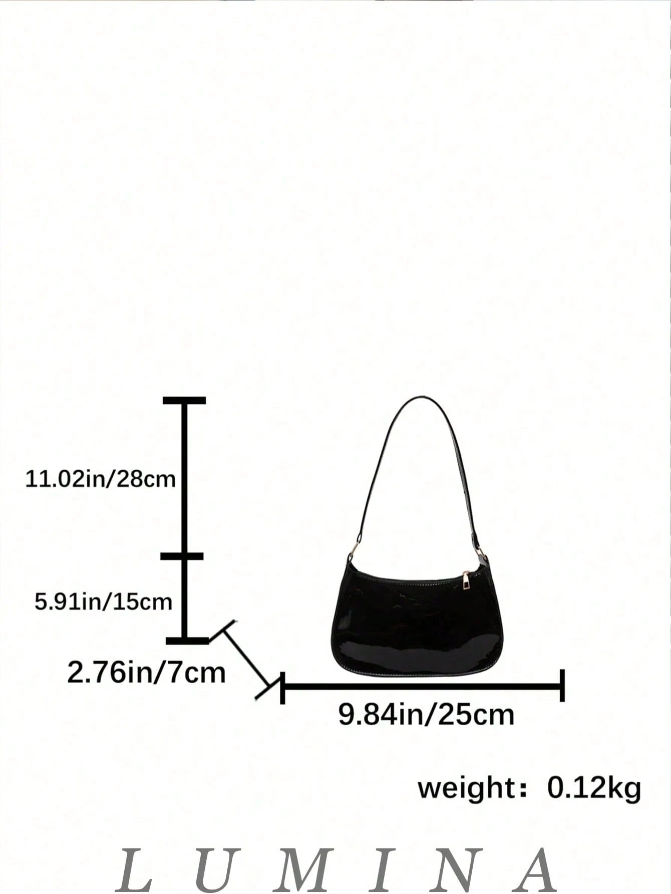 Black Purse Glossy Patent Leather Underarm Hobo Handbag For Women, Casual Daily Shopping Purses And Bags