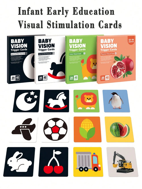 Black & White Flash Cards For Newborn Babies Visual Stimulation, 0-36 Months Infant Colorful Tracking Cards, Educational Cognitive Cards
