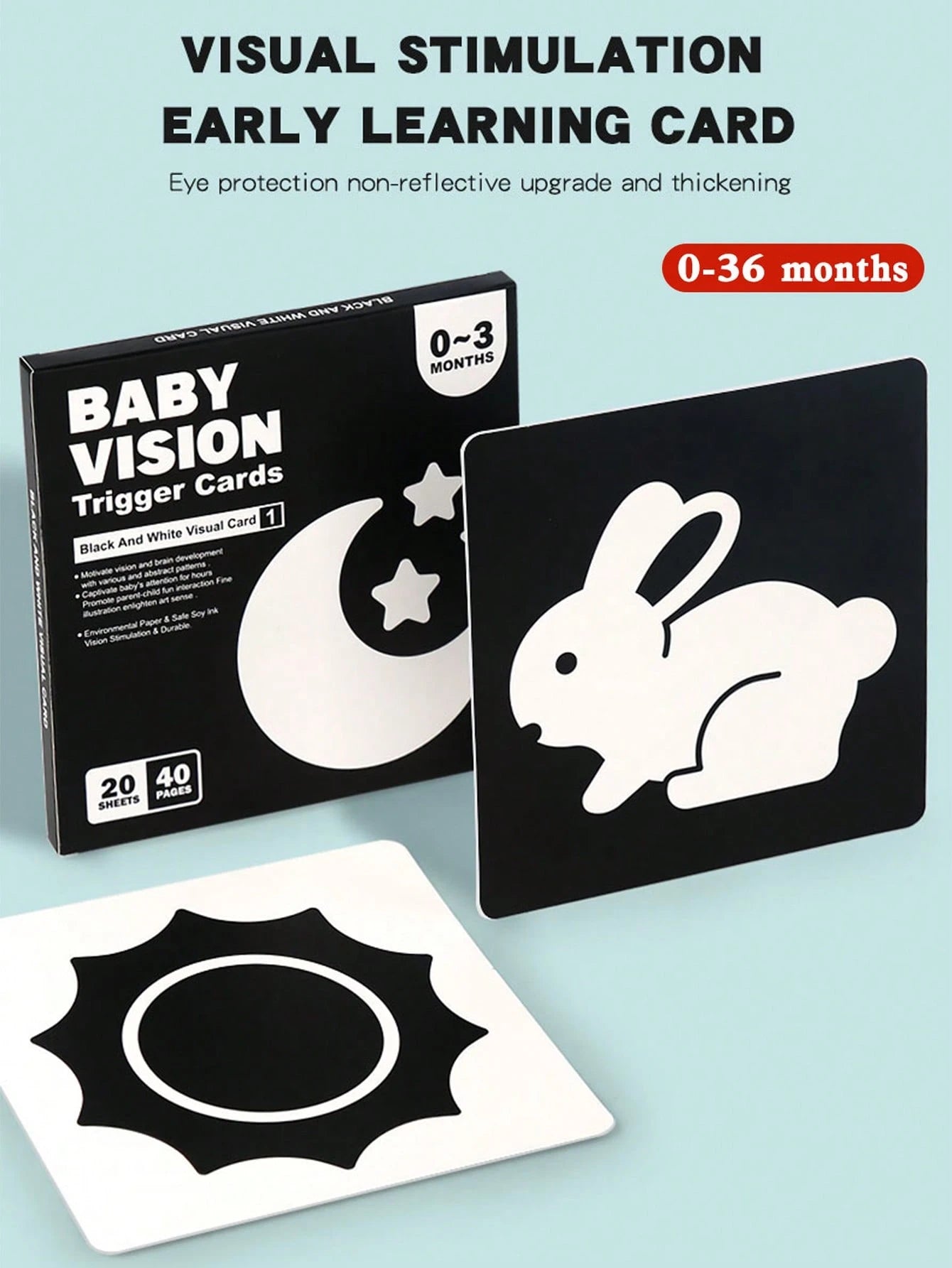 Black & White Flash Cards For Newborn Babies Visual Stimulation, 0-36 Months Infant Colorful Tracking Cards, Educational Cognitive Cards