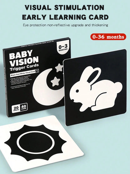 Black & White Flash Cards For Newborn Babies Visual Stimulation, 0-36 Months Infant Colorful Tracking Cards, Educational Cognitive Cards