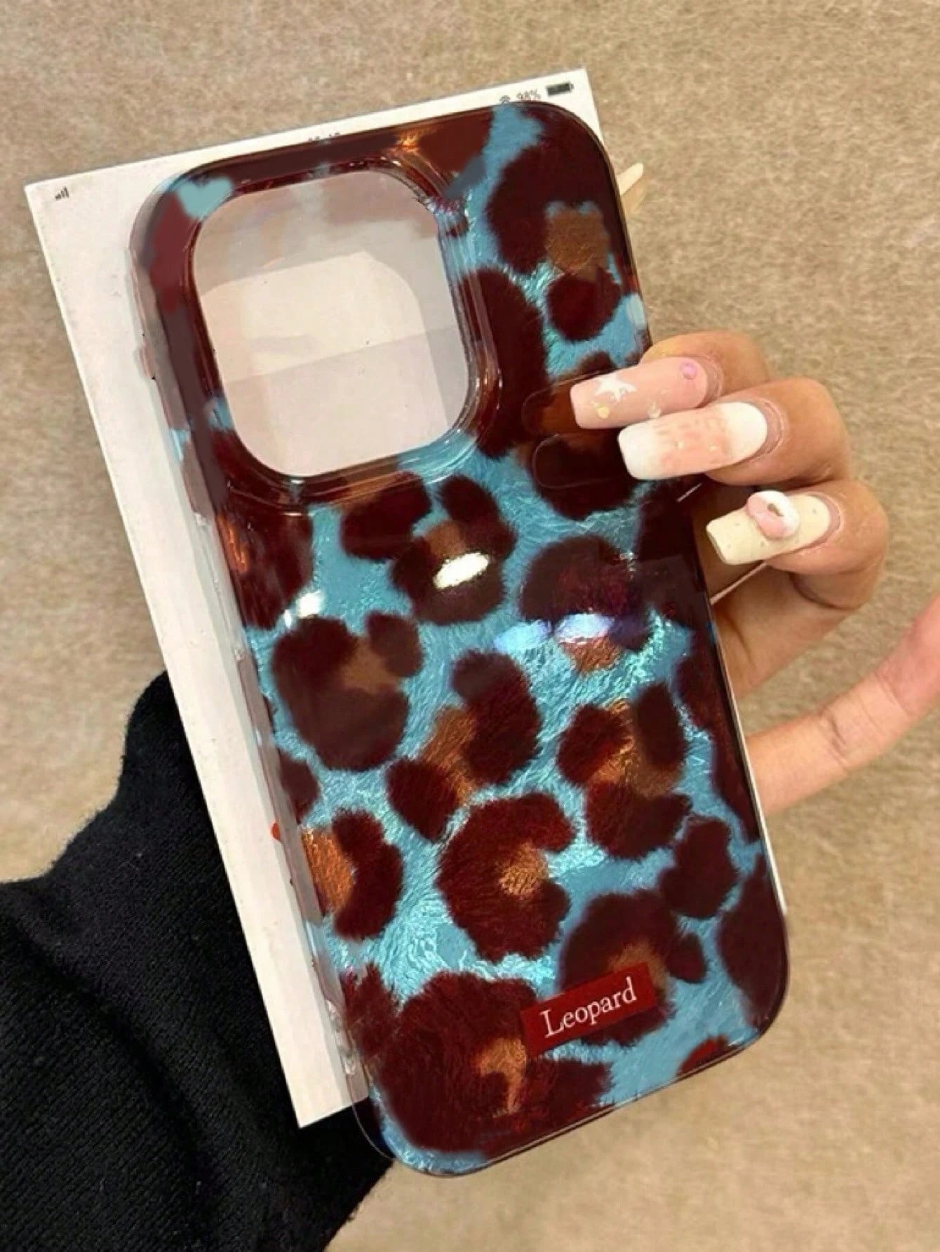 Blue & Brown Leopard Print Unique Style Phone Case Compatible With IPhone 16 Pro Max, IPhone 14, IPhone 13, IPhone 12, IPhone 17, IPhone 15 Pro, IPhone 14 Pro, Fashionable And Protective