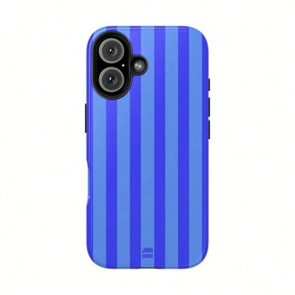 Blue Striped Elements Fashion Phone Case JIMO CORNA Compatible With IPhone 17 Pro Max 16 15 14 13 12 11 Summer High-Quality Case Gift For Young Girls Spring Birthday Easter Mom Gift