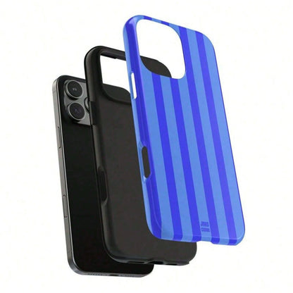 Blue Striped Elements Fashion Phone Case JIMO CORNA Compatible With IPhone 17 Pro Max 16 15 14 13 12 11 Summer High-Quality Case Gift For Young Girls Spring Birthday Easter Mom Gift