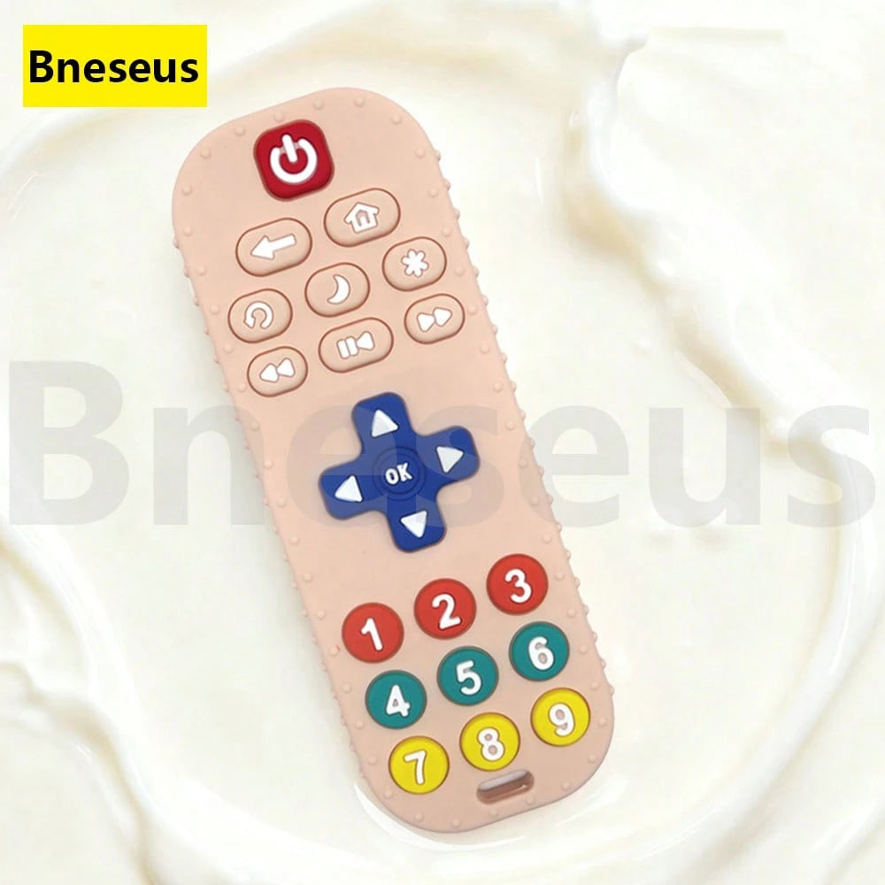 Bneseus 1pc Silicone Teething Toy Suitable For 0-6 Months, 6-12 Months Babies, Remote Control Silicone Teether, Sensory Toy, Chewing Toy For Boys And Girls, Christmas Gift, Stocking Stuffer