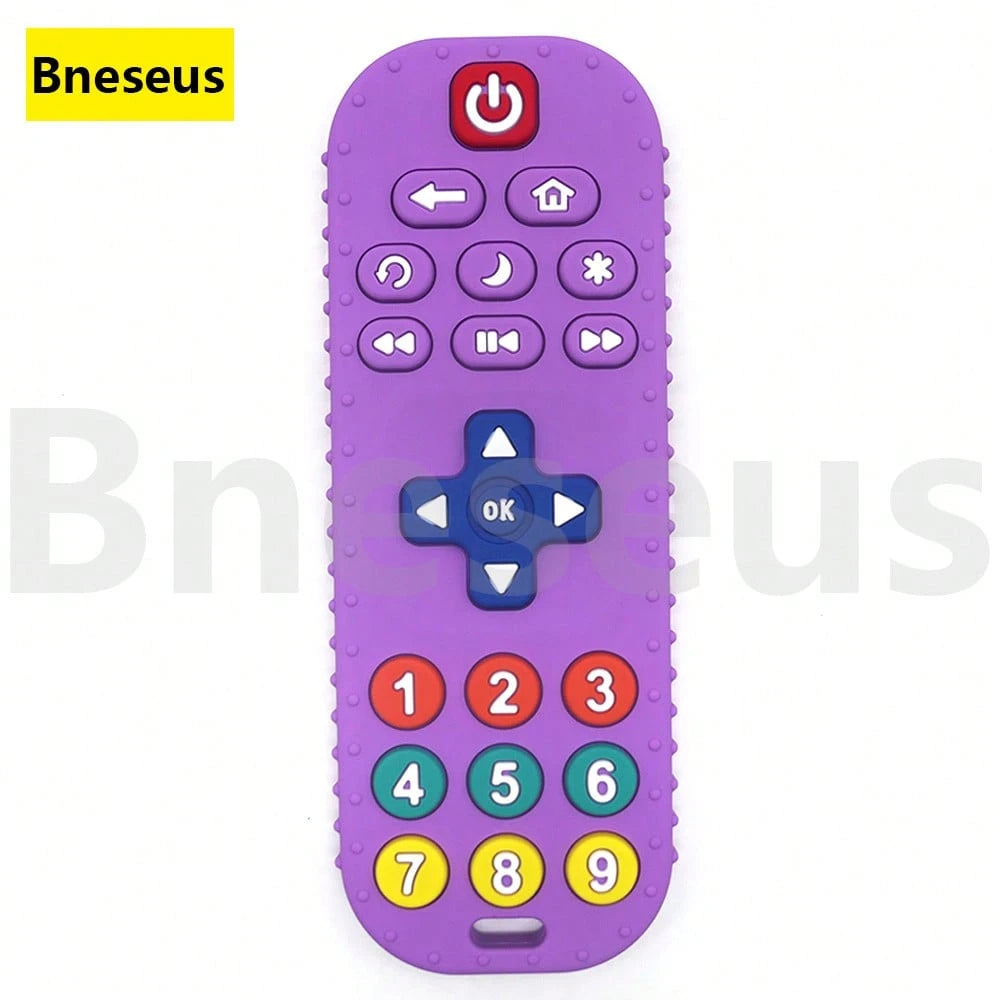 Bneseus 1pc Silicone Teething Toy Suitable For 0-6 Months, 6-12 Months Babies, Remote Control Silicone Teether, Sensory Toy, Chewing Toy For Boys And Girls, Christmas Gift, Stocking Stuffer