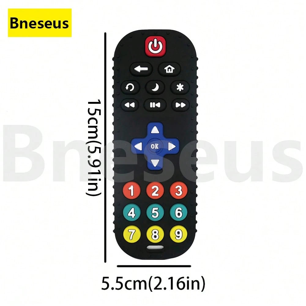 Bneseus 1pc Silicone Teething Toy Suitable For 0-6 Months, 6-12 Months Babies, Remote Control Silicone Teether, Sensory Toy, Chewing Toy For Boys And Girls, Christmas Gift, Stocking Stuffer