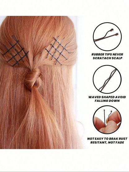 Bobby Pins, Crimped Hair Pins For Women, Non Slip Hair Clips Bulk With Storage Box, Great For All Hair Style