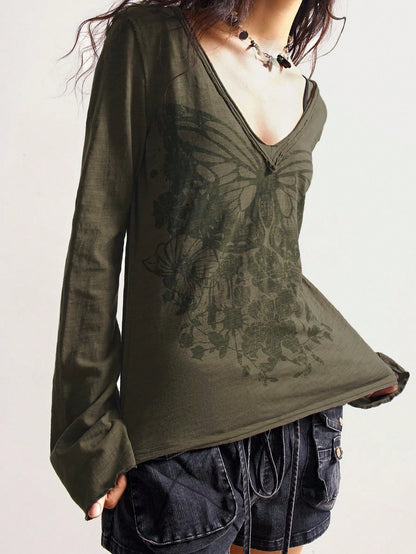 Bohemela Casual Loose Fit Long Sleeve Plus Size Women T-Shirt, Streetwear/Winter Fall