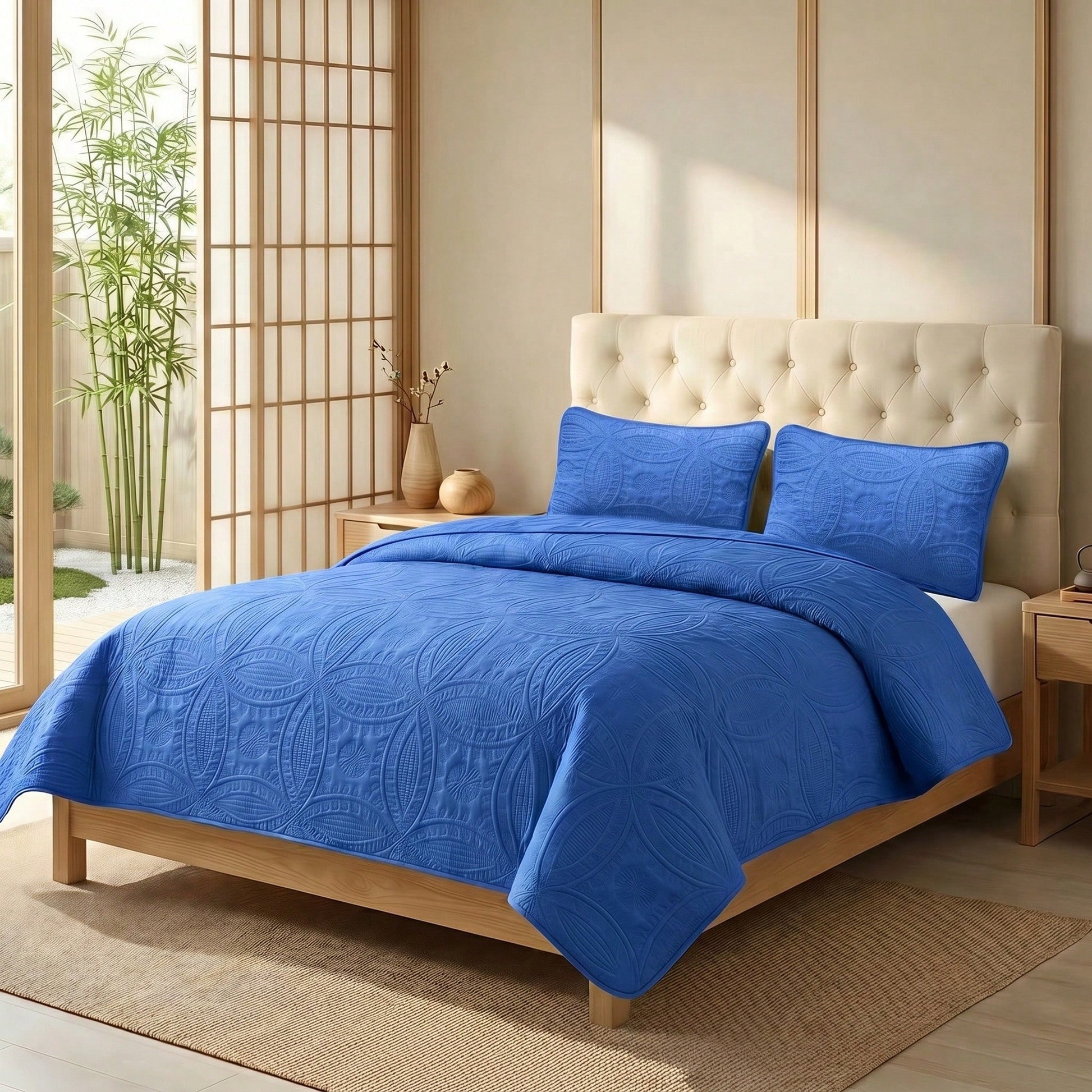 Bohemian Coin Embossed Bedspread Set, 2/3 Pcs With Ultrasonic Craft, 1 Quilt And 1/2 Pillowcases Sturdy And Wash-Resistant Fabric Is Lightweight, Breathable And Machine Washable Multiple Color Options