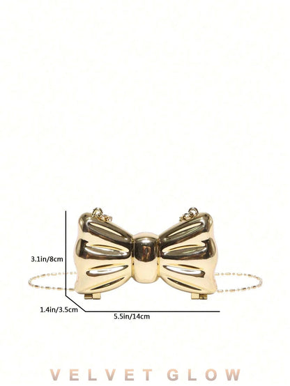 Bow Shaped Mini Party Bag, Women's Fashionable Chain Crossbody Bag, Suitable For Party And Date Wear, Coin Purse, Wedding, Party Bags, Graduation