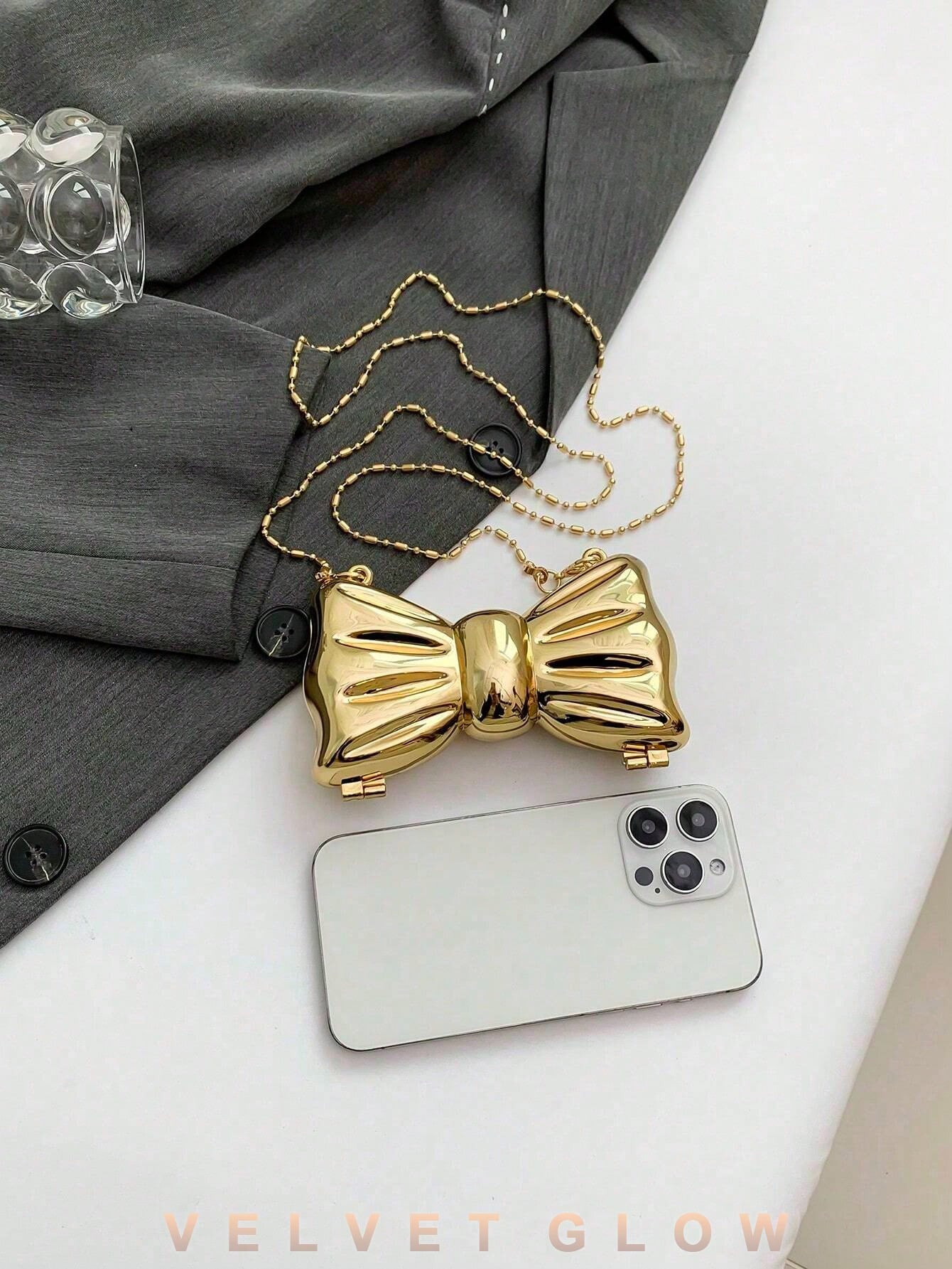 Bow Shaped Mini Party Bag, Women's Fashionable Chain Crossbody Bag, Suitable For Party And Date Wear, Coin Purse, Wedding, Party Bags, Graduation
