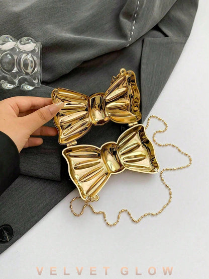 Bow Shaped Mini Party Bag, Women's Fashionable Chain Crossbody Bag, Suitable For Party And Date Wear, Coin Purse, Wedding, Party Bags, Graduation