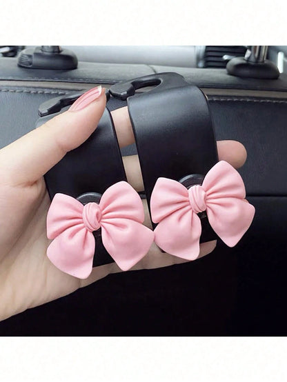 Bowknot Shaped Car Hook Creative Lovely Seat Back Hanger For Car Interior Storage Multifunctional Hanging Hook Car Decor